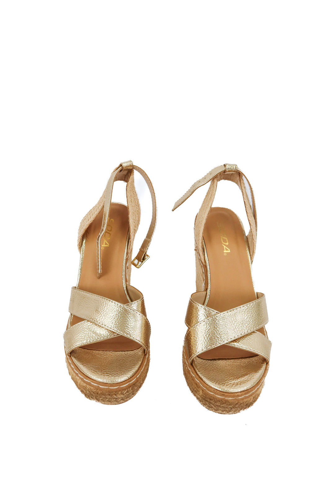 soda gold/rattan wedges (6.5)