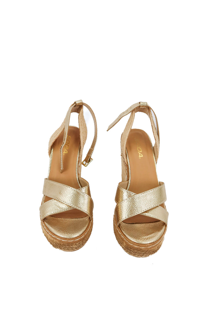 soda gold/rattan wedges (6.5)