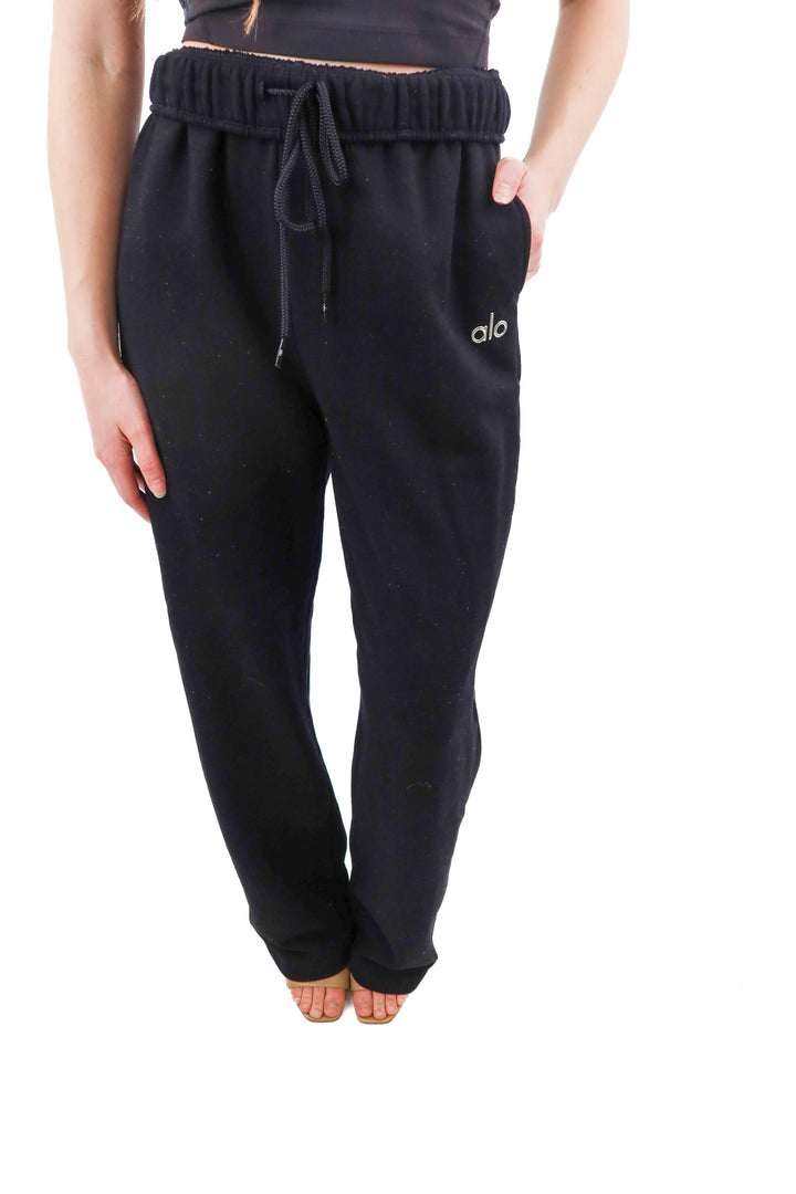 alo black wideleg lounge pants (xs; retail $148)