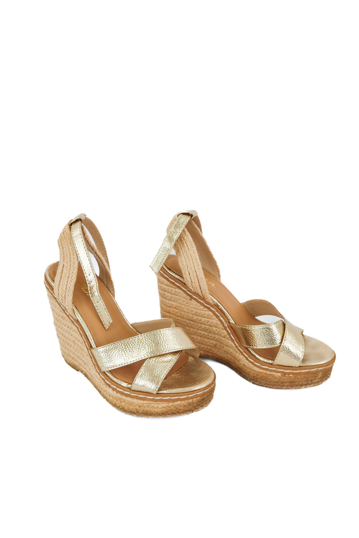 soda gold/rattan wedges (6.5)