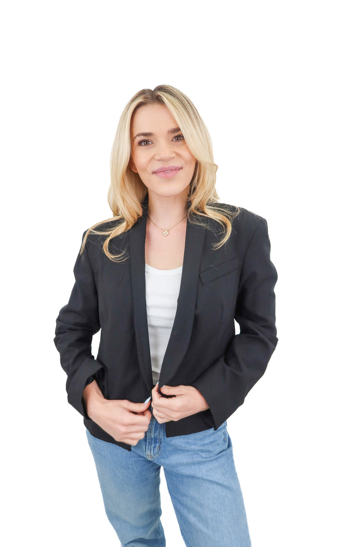 zara black open blazer (xs)