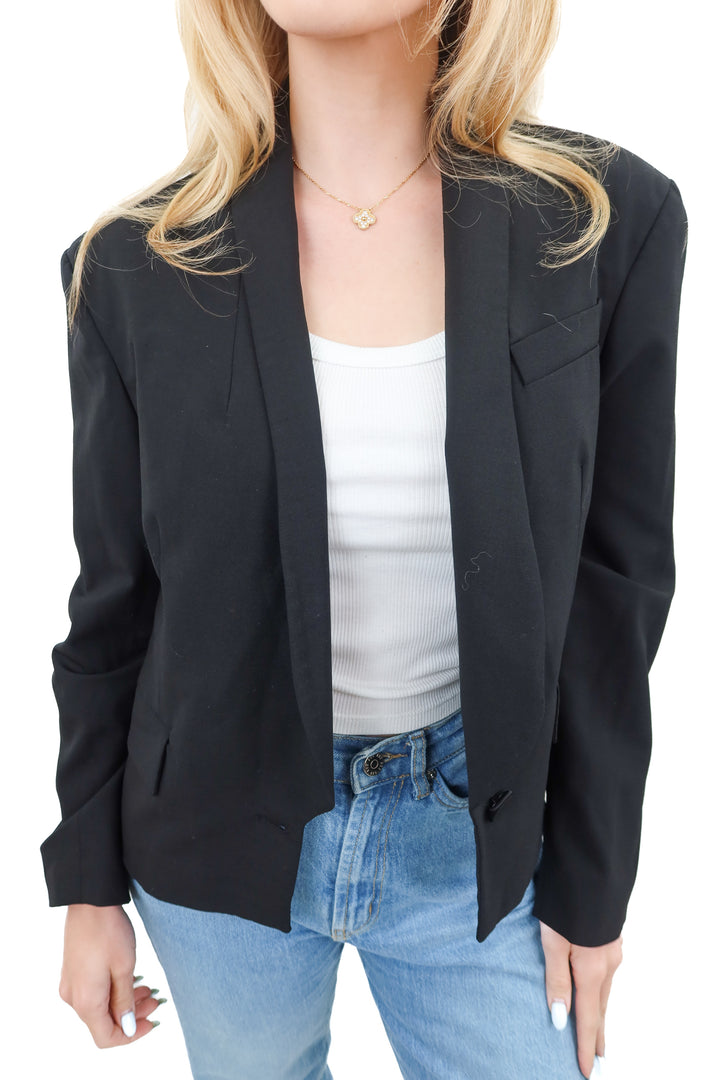 zara black open blazer (xs)