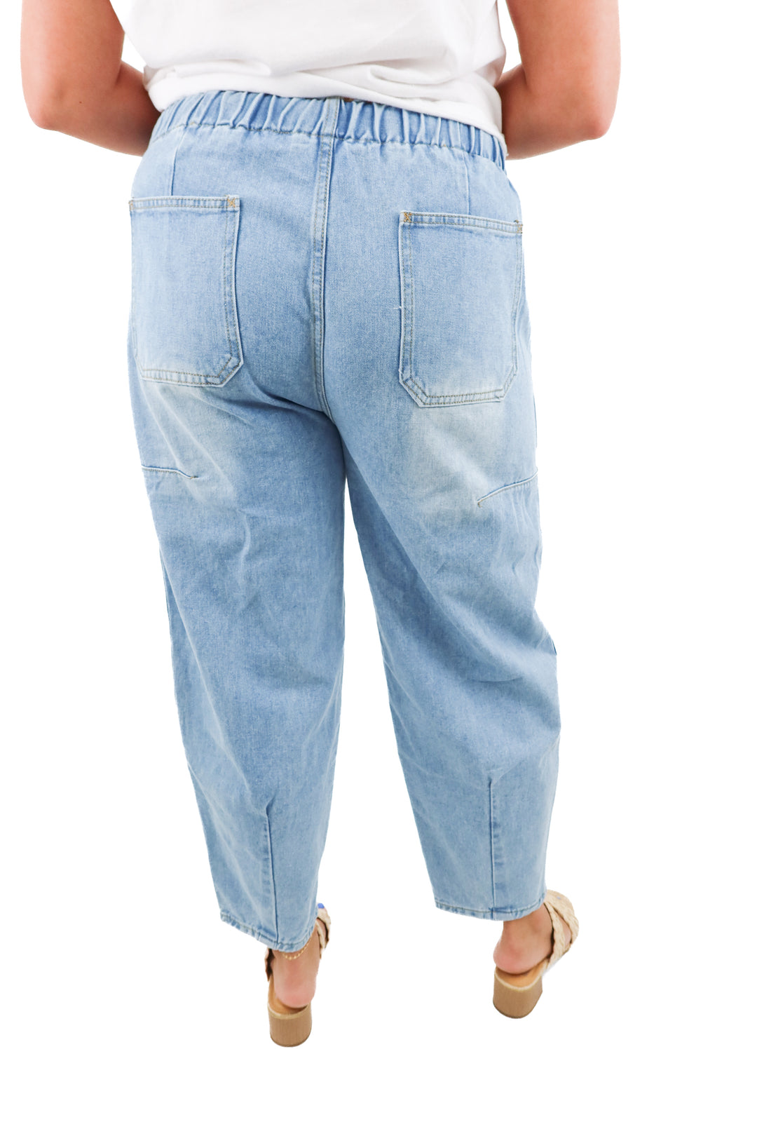 light wash drawstring denim pants (xl retail; $40)