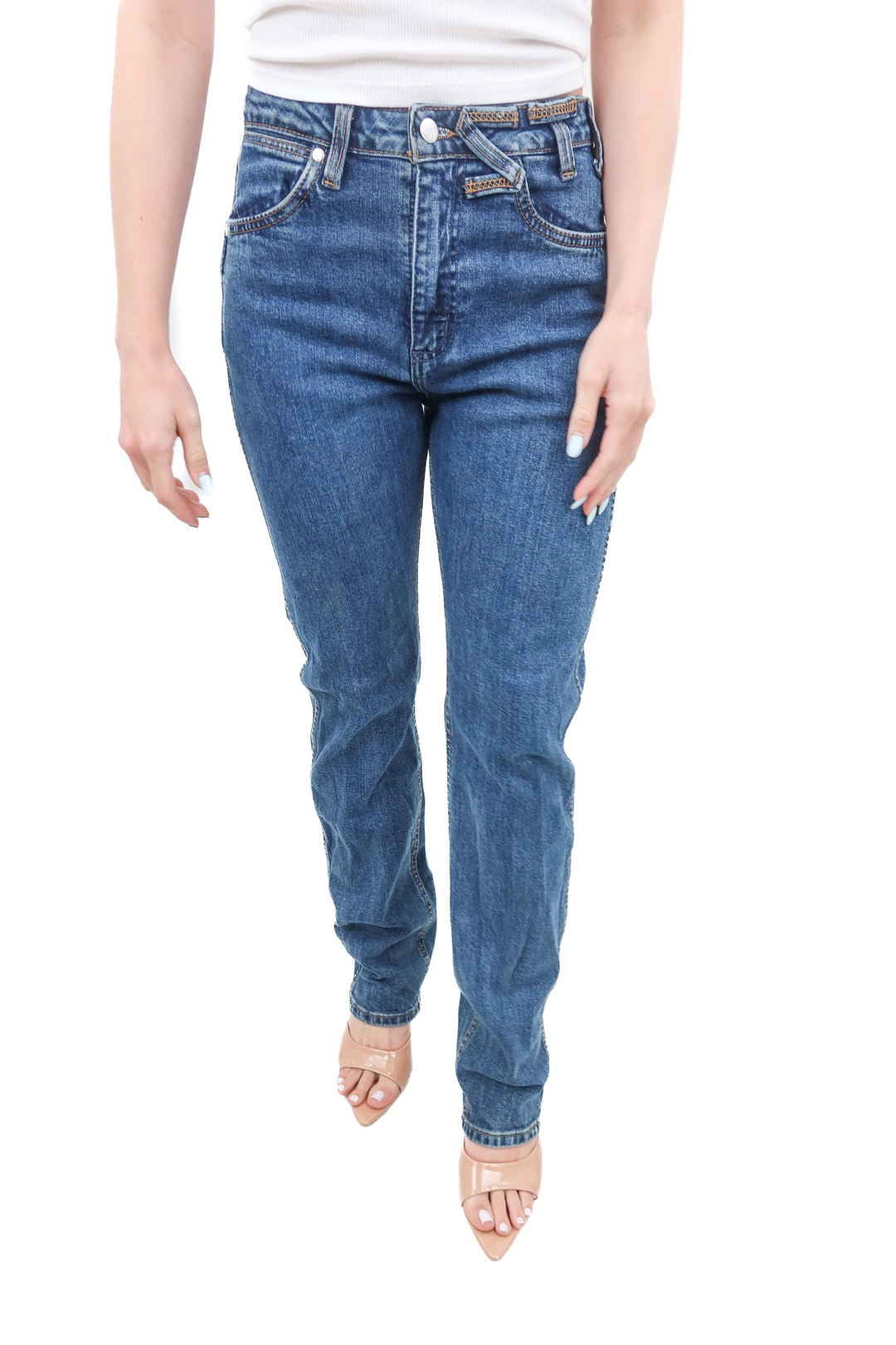 wrangler x staud medium wash straight leg jeans (26)