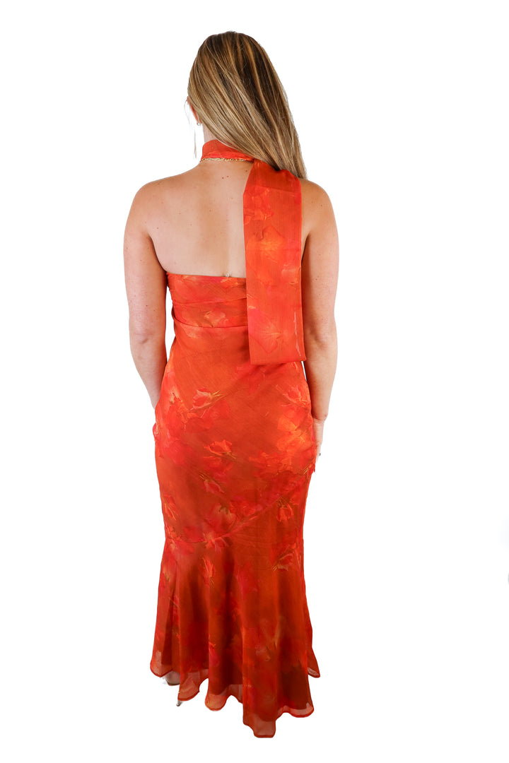Peppermayo orange/pink floral midi dress NWT (4)