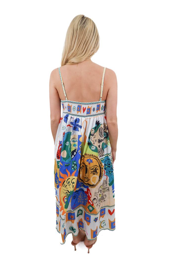 abstract print maxi dress (L)