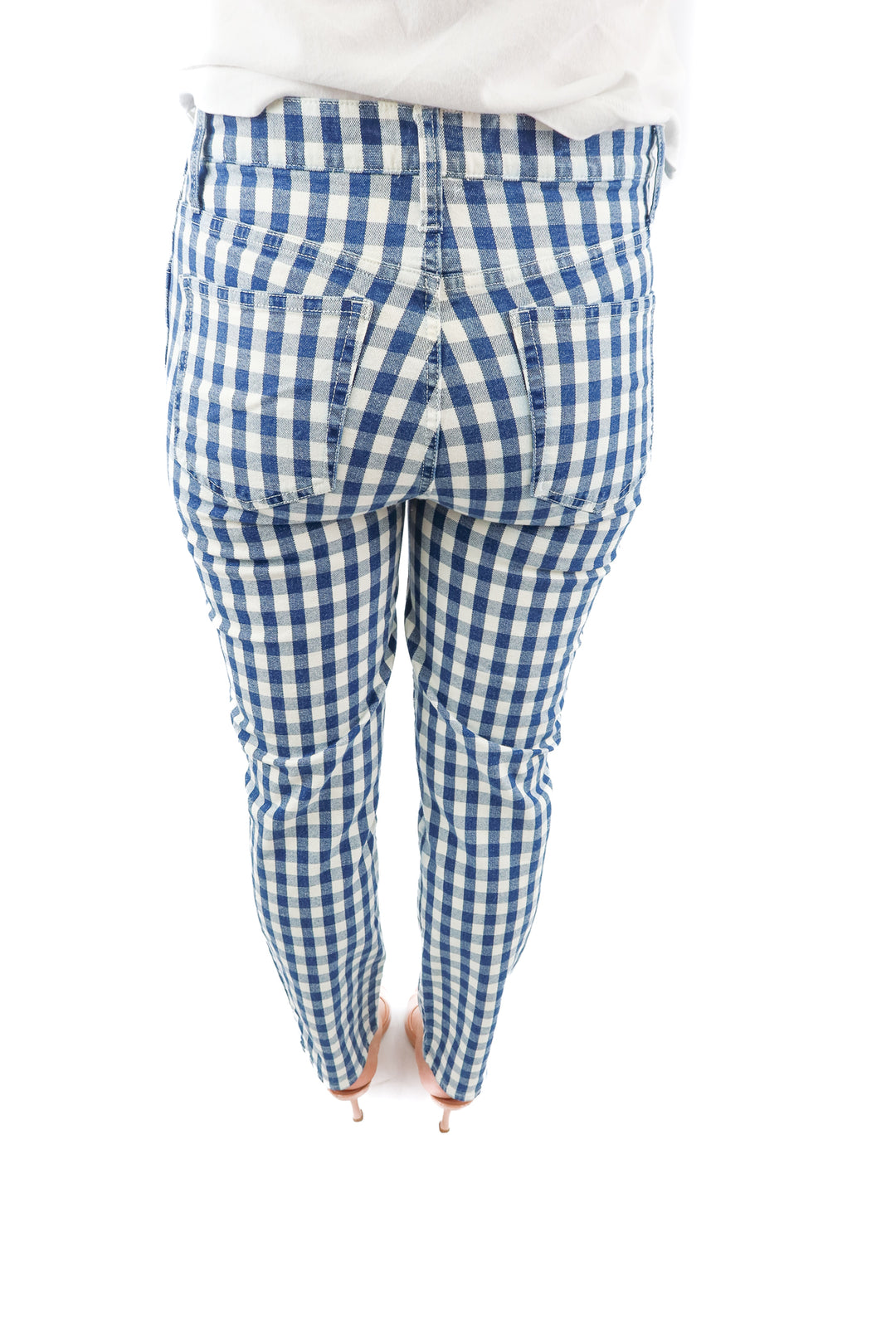 j.crew blue plaid skinny jeans (27; retail $128)