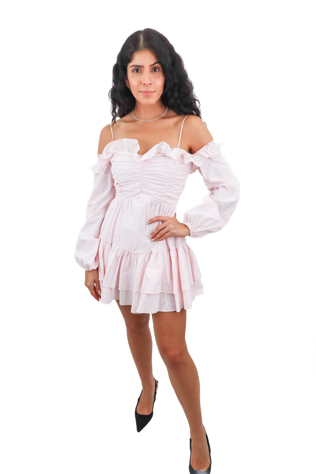 the vintage shop baby pink mini dress (s; retail $45)