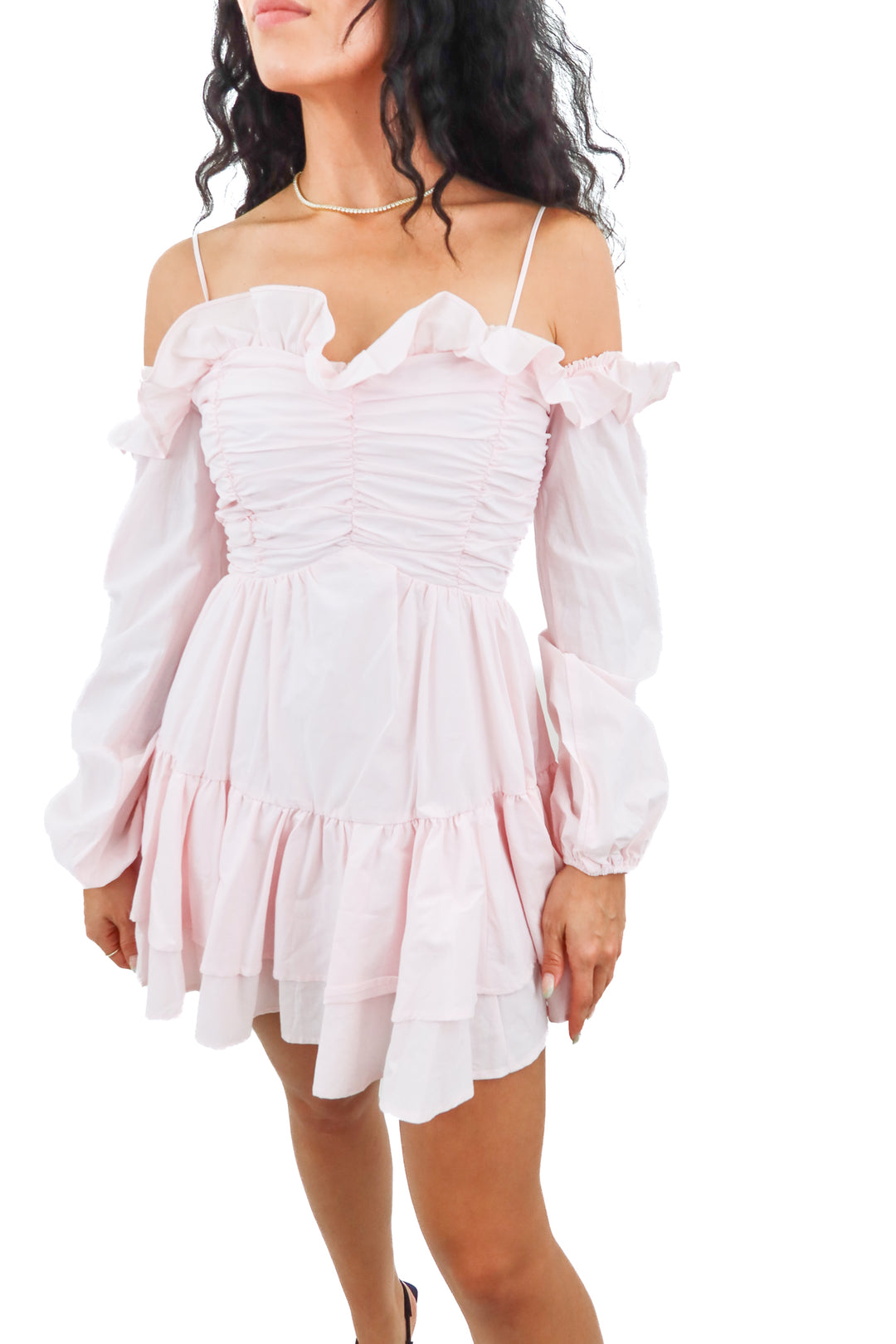 the vintage shop baby pink mini dress (s; retail $45)
