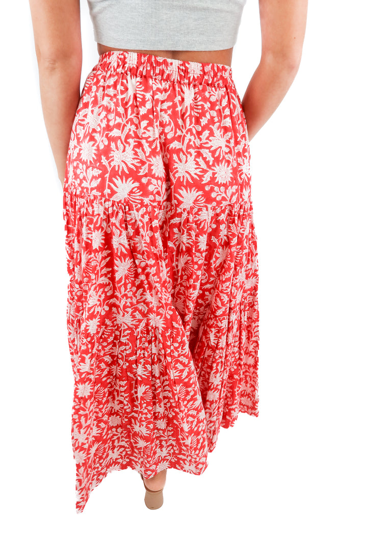 malabar collective red floral maxi skirt (1; retail $160)