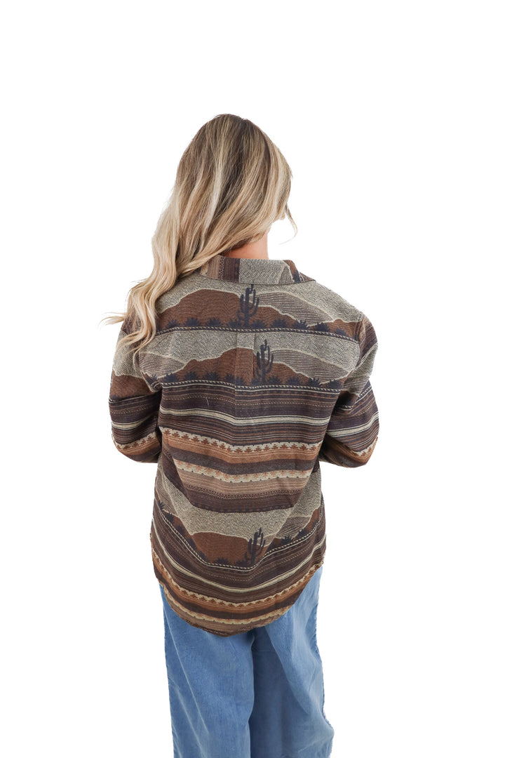 sendero brown and navy shacket (xs)