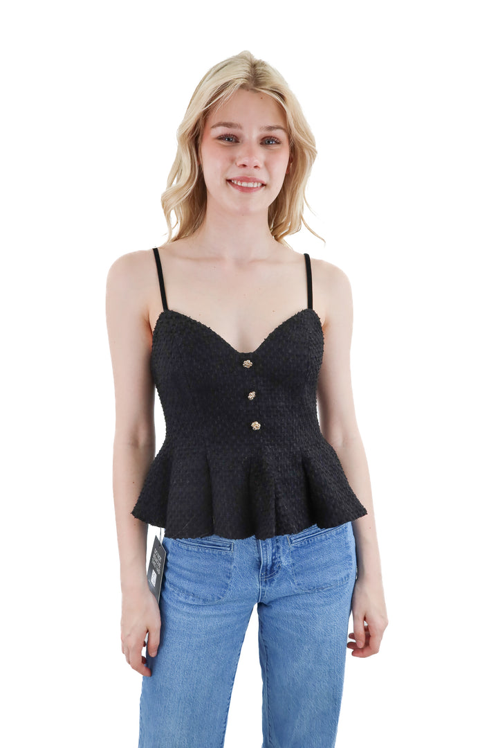 astr the label black tweed peplum top nwt (s; retail $98)