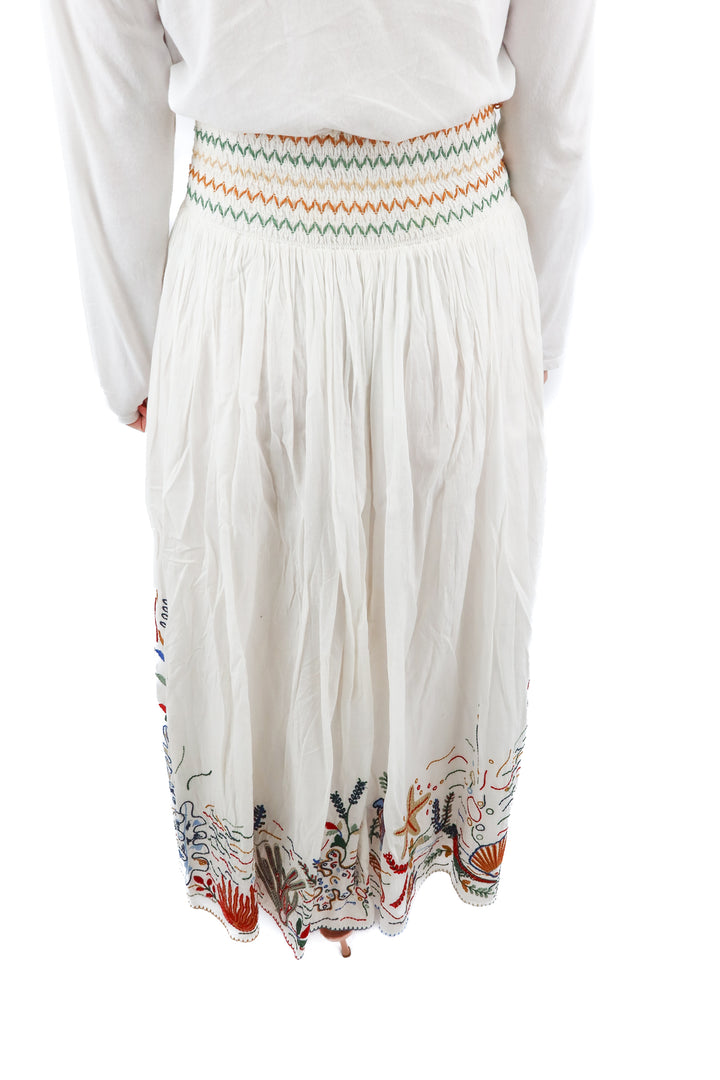 zara white linen beachy maxi skirt (xs)