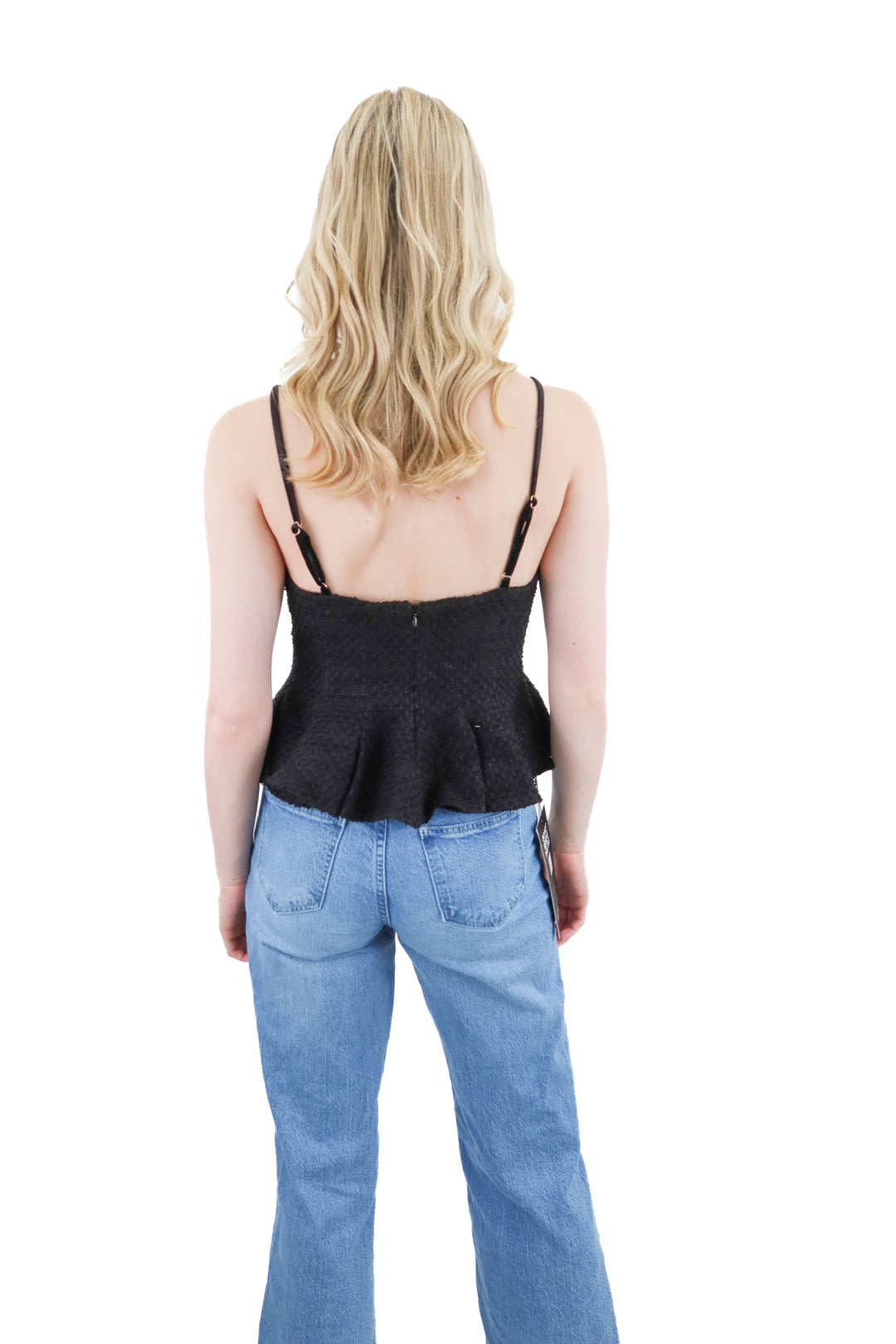 astr the label black tweed peplum top nwt (s; retail $98)