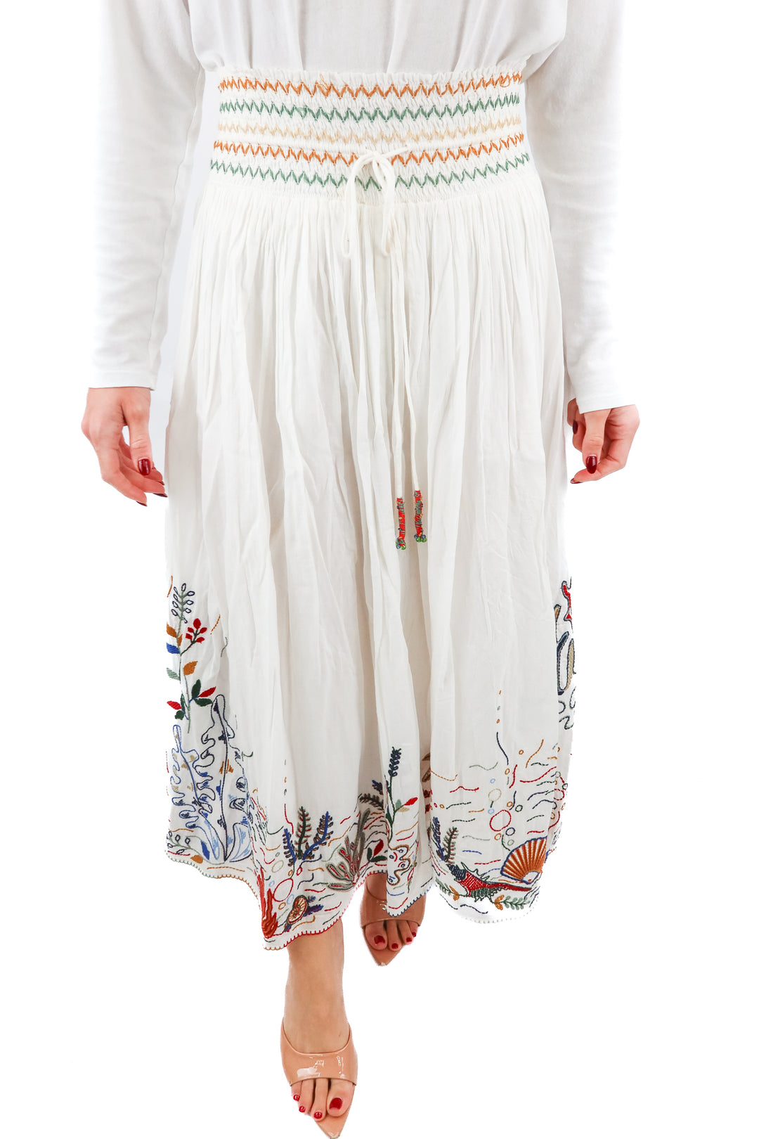 zara white linen beachy maxi skirt (xs)
