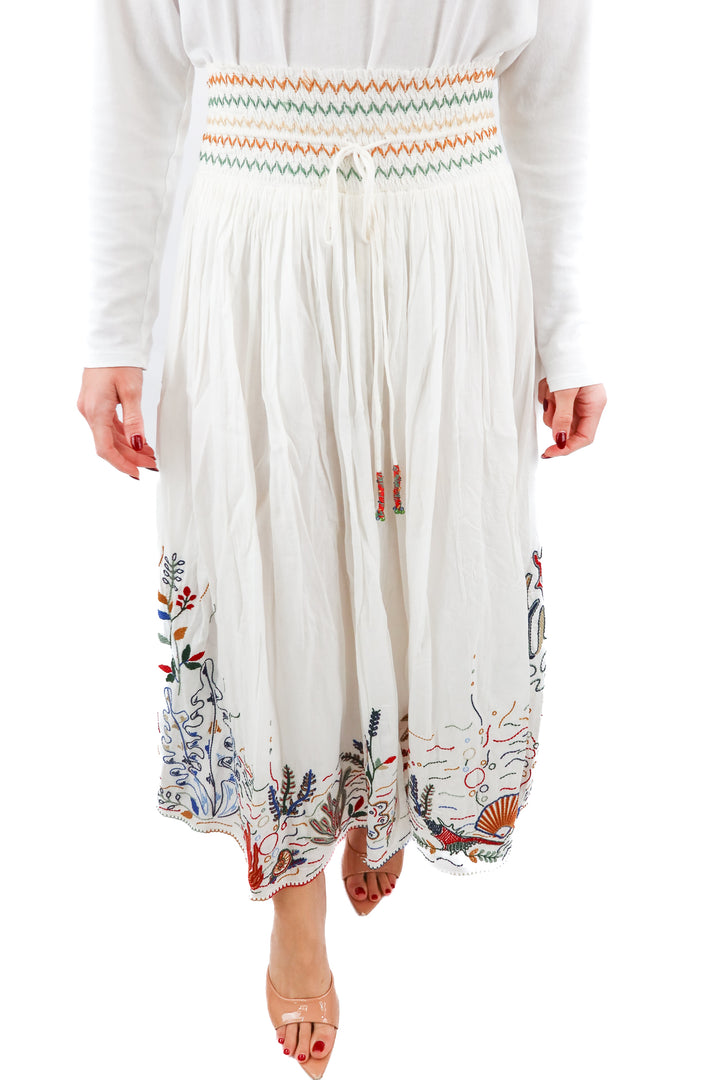 zara white linen beachy maxi skirt (xs)