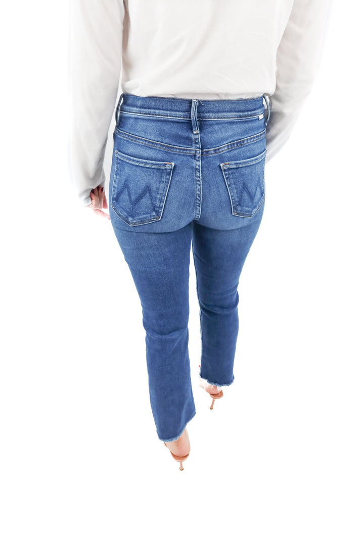 mother medium wash the insider crop jeans (27; retail $238)