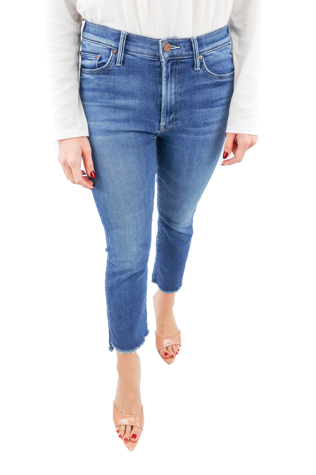 mother medium wash the insider crop jeans (27; retail $238)