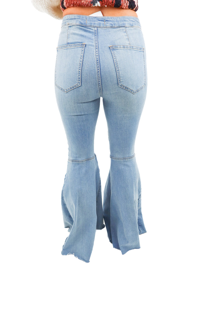free people light wash flare jeans (26; retail $128)