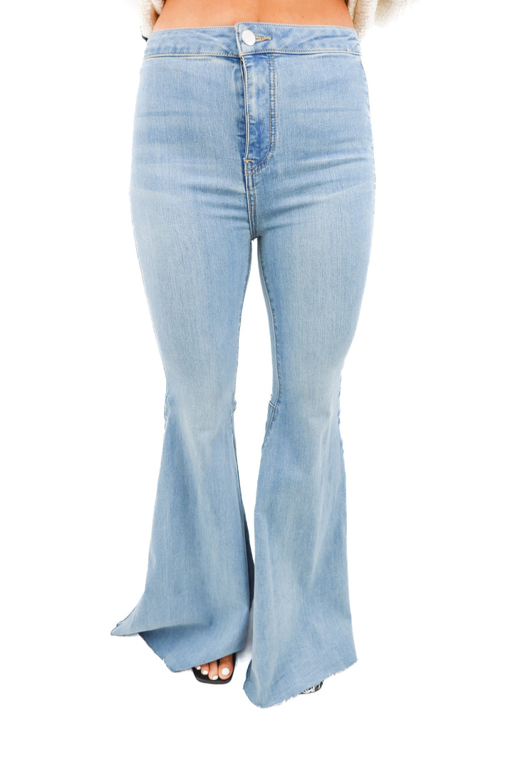 free people light wash flare jeans (26; retail $128)