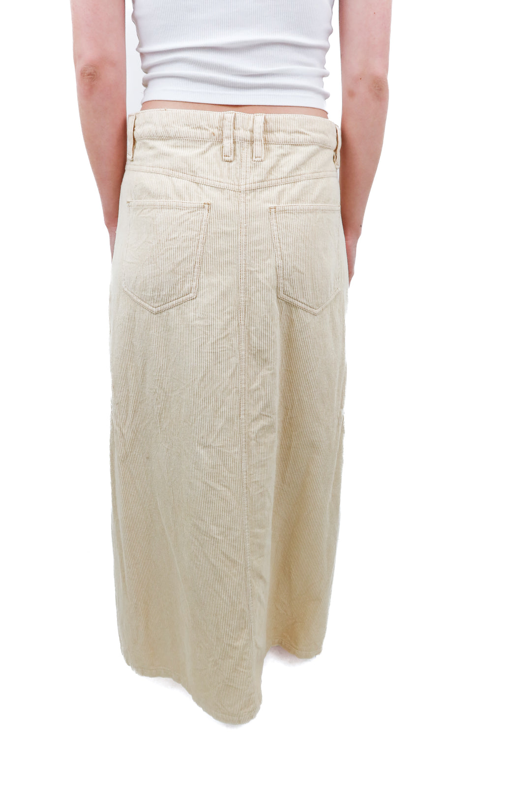 AUCTION (BID ONLY) we the free cream corduroy midi skirt (4)- ends 8/19 at 8 pm CT
