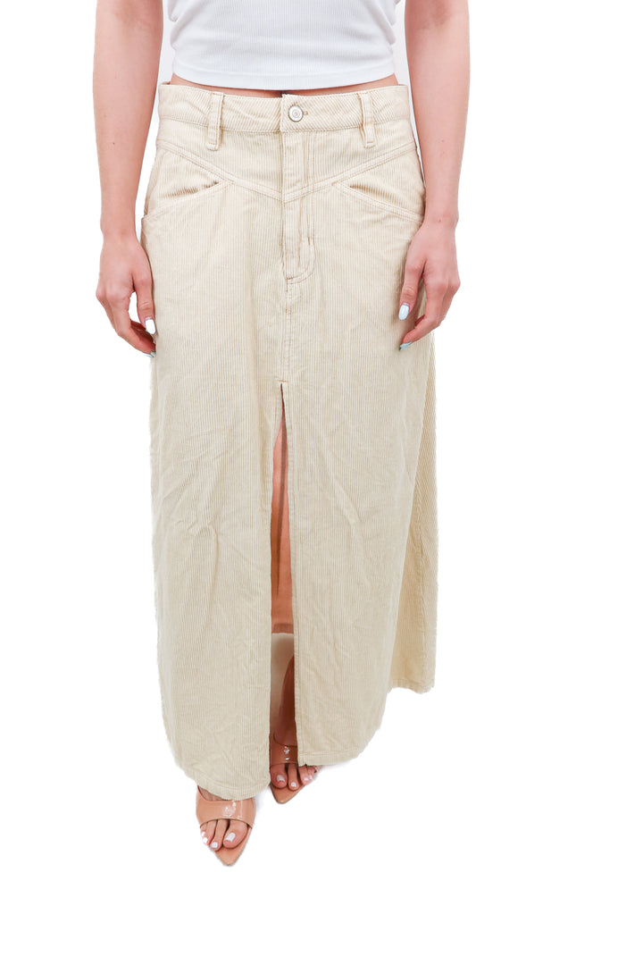 AUCTION (BID ONLY) we the free cream corduroy midi skirt (4)- ends 8/19 at 8 pm CT