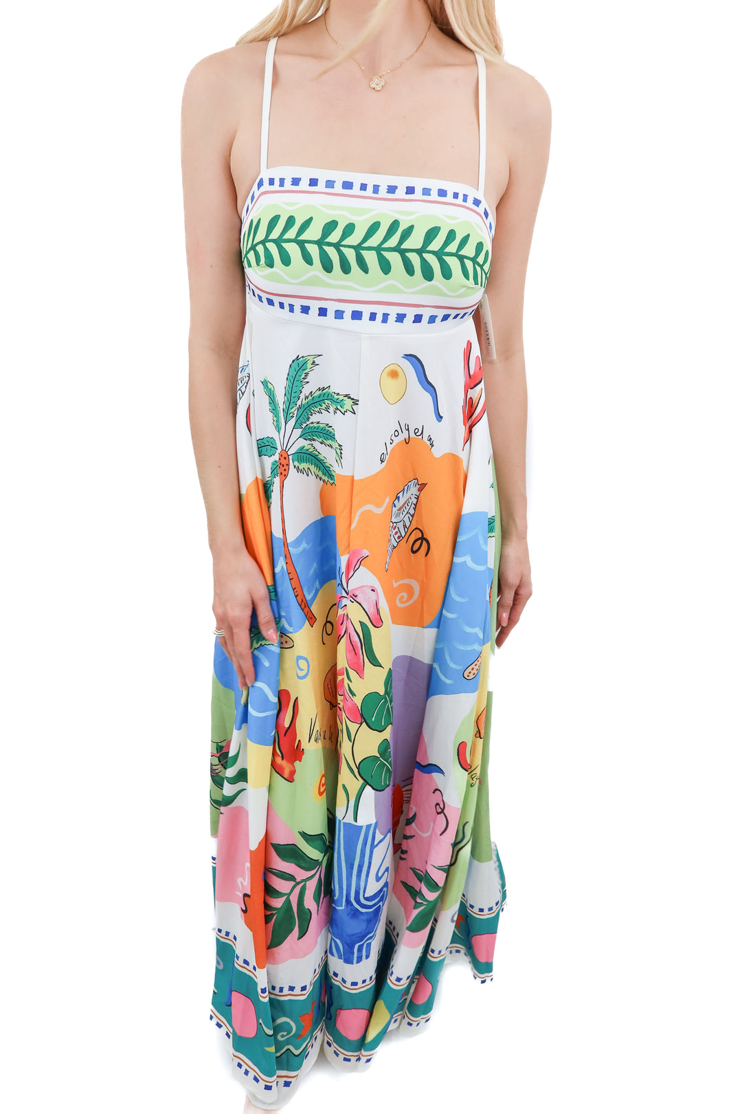 tropical abstract maxi dress (s)