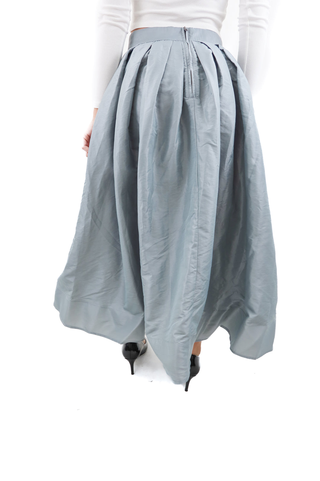 free people grey puffy maxi skirt nwt (xs; retail $98)