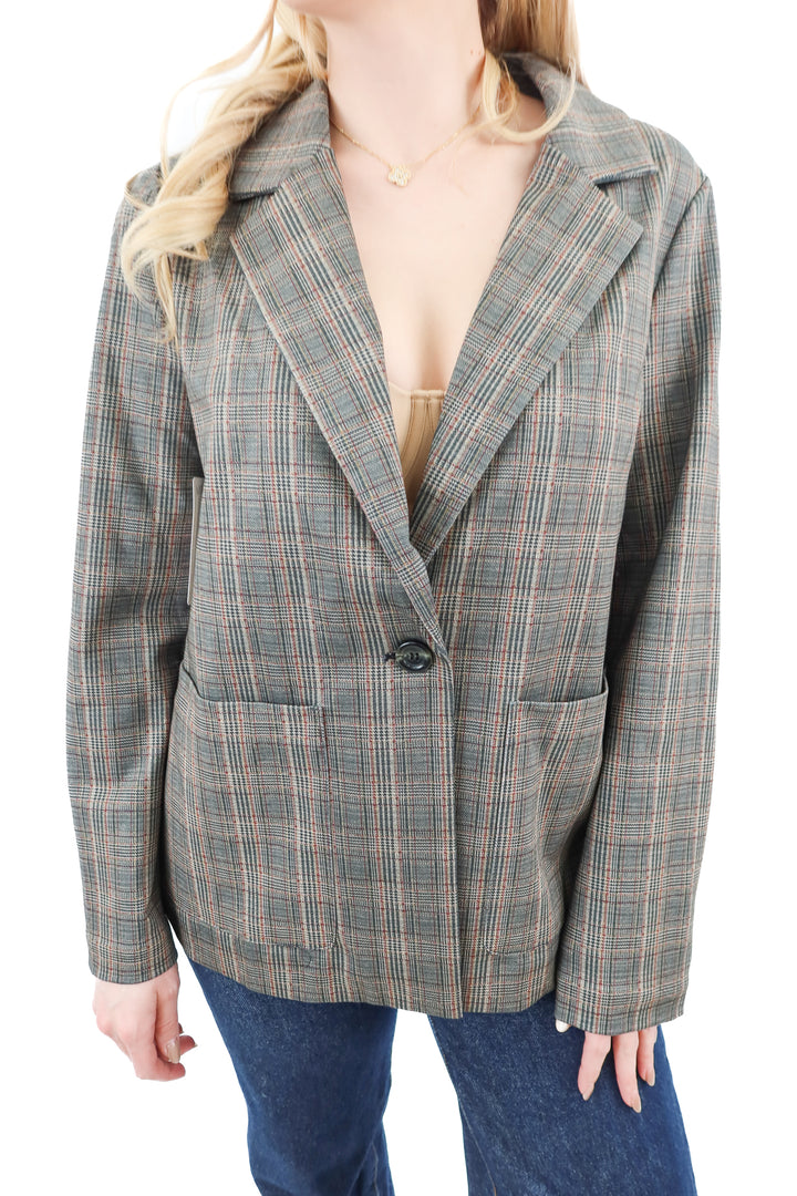 sanctuary dover plaid brooklyn blazer nwt (s; retail $129)