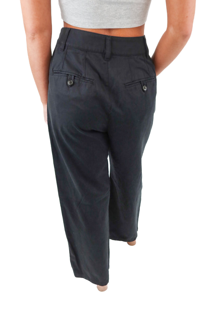 madewell black wide leg pants (0; retail $148)