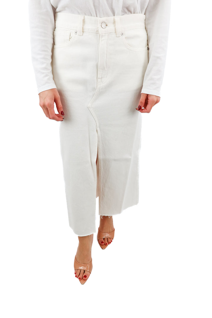 madewell white denim maxi skirt (25; retail $138)