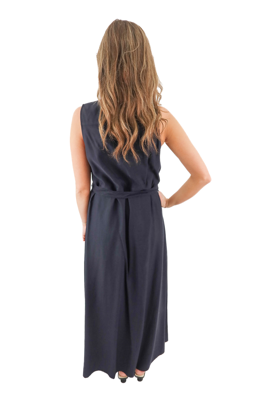 theory black sleeveless maxi dress (4; retail $395)