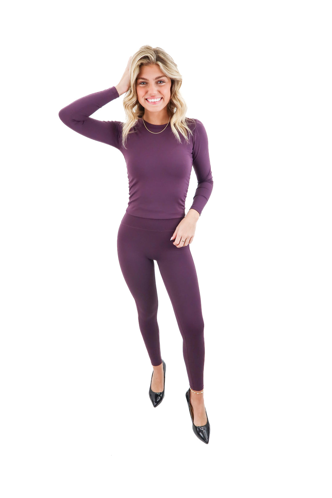 salt project purple long sleeve top & leggings set (xs; retail $110)