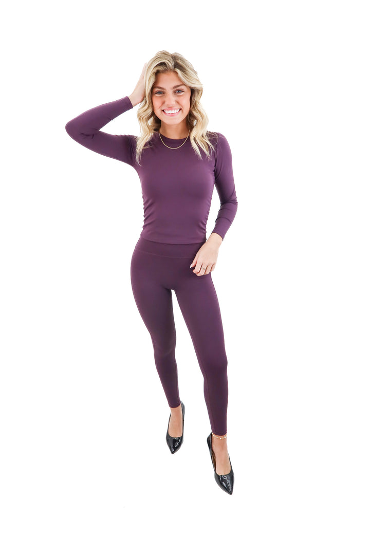 salt project purple long sleeve top & leggings set (xs; retail $110)