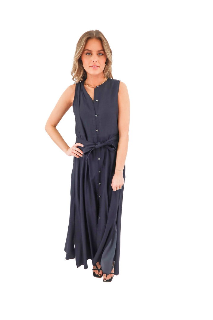 theory black sleeveless maxi dress (4; retail $395)