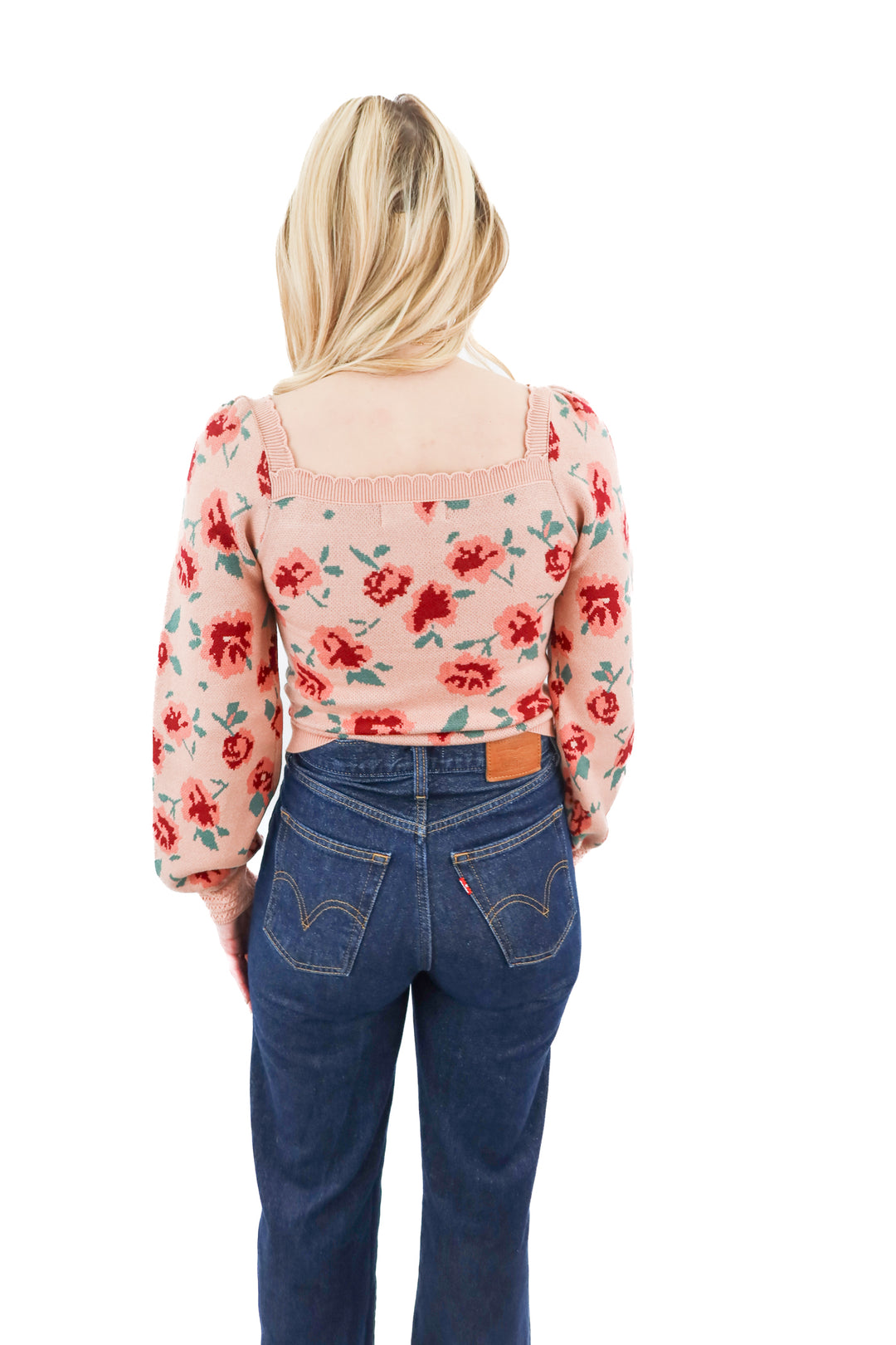 willow & wind dusty rose floral knit top nwt (xs; retail $50)