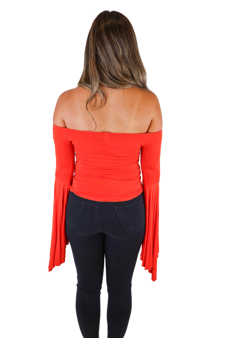 We the Free Red Bell Sleeve Top (XS)