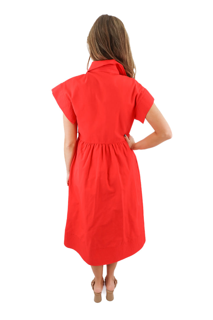 tuckernuck red short sleeve maxi dress (s; retail $298)