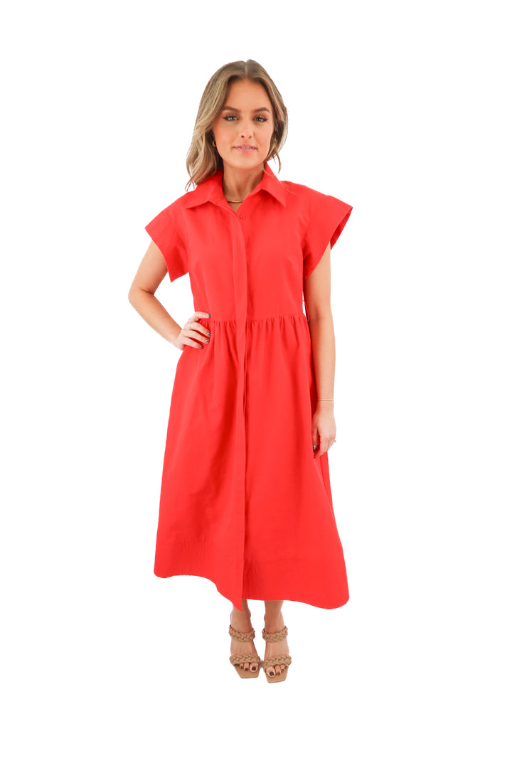 tuckernuck red short sleeve maxi dress (s; retail $298)