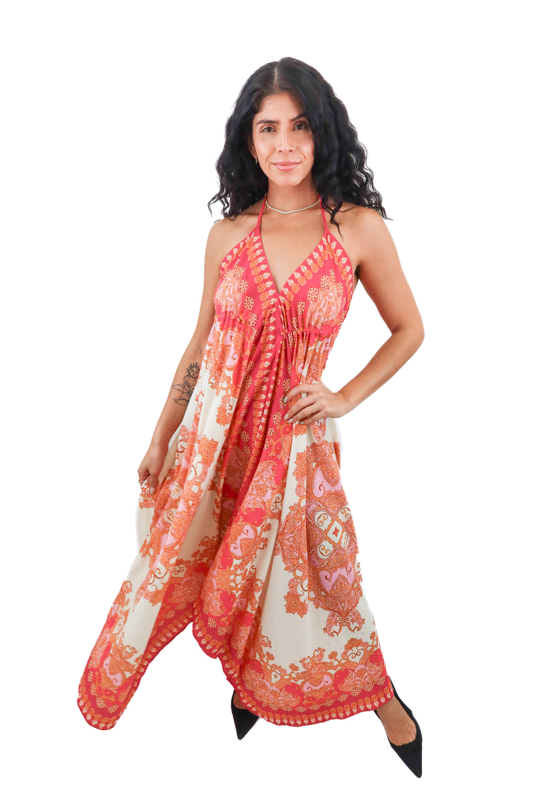 vici pink paisley halter dress (s; retail $78)