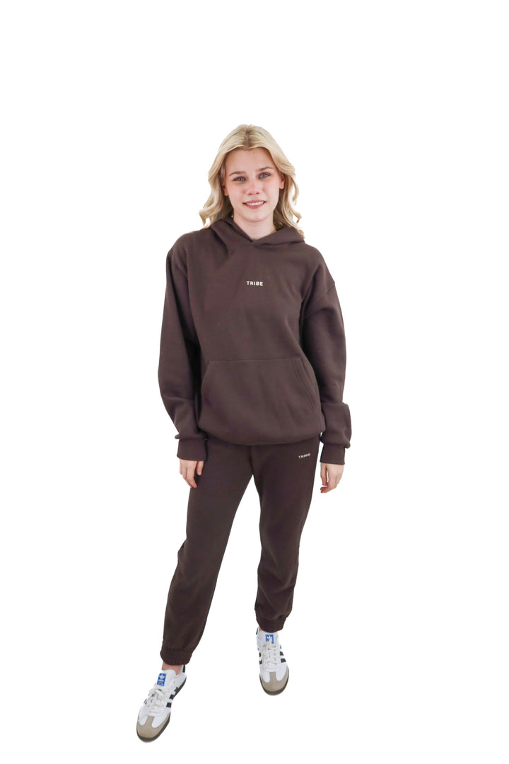 tribe kelley brown hoodie & jogger set (m; retail $260)