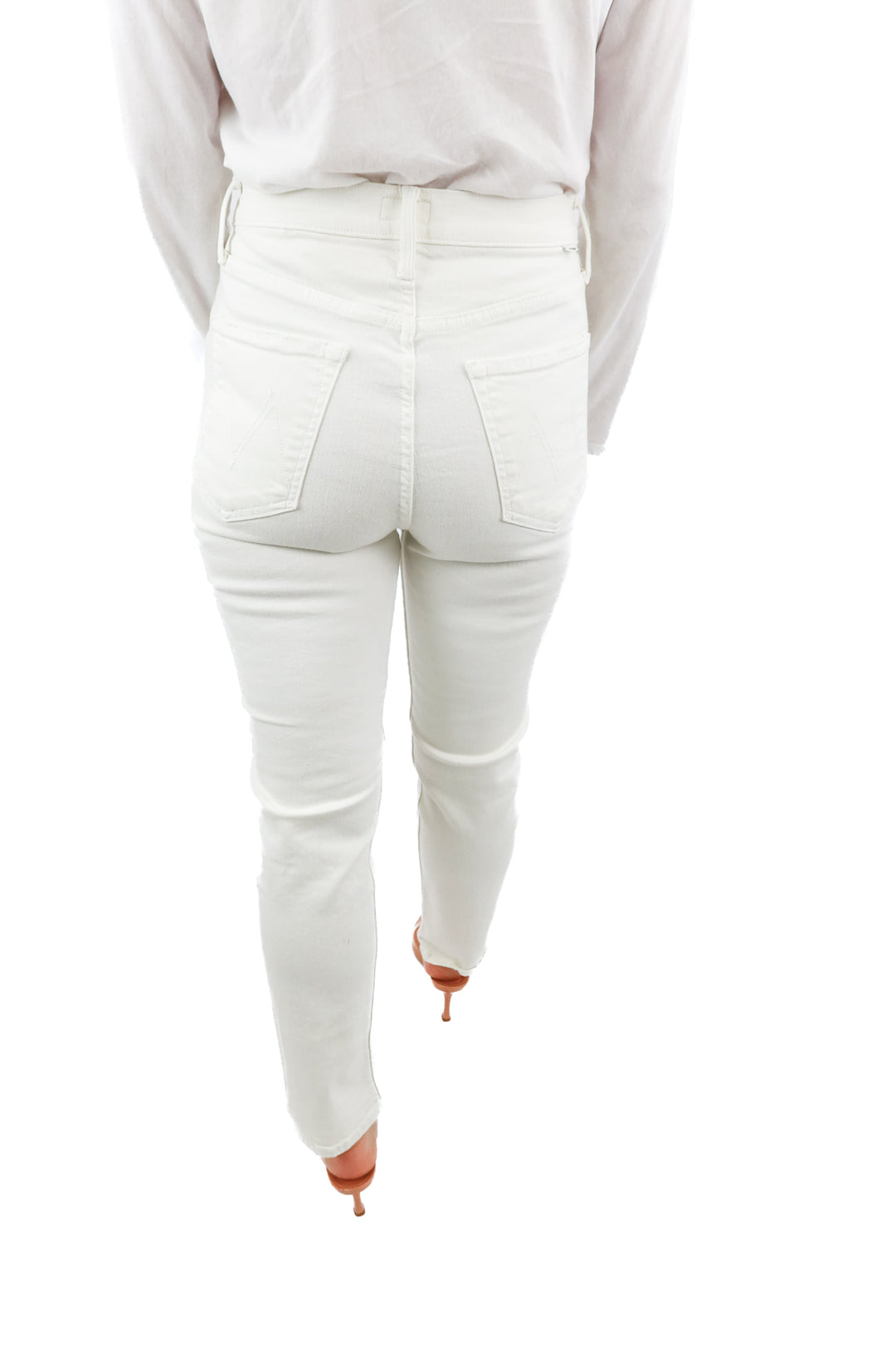 mother white straight leg jeans (27; retail $218)