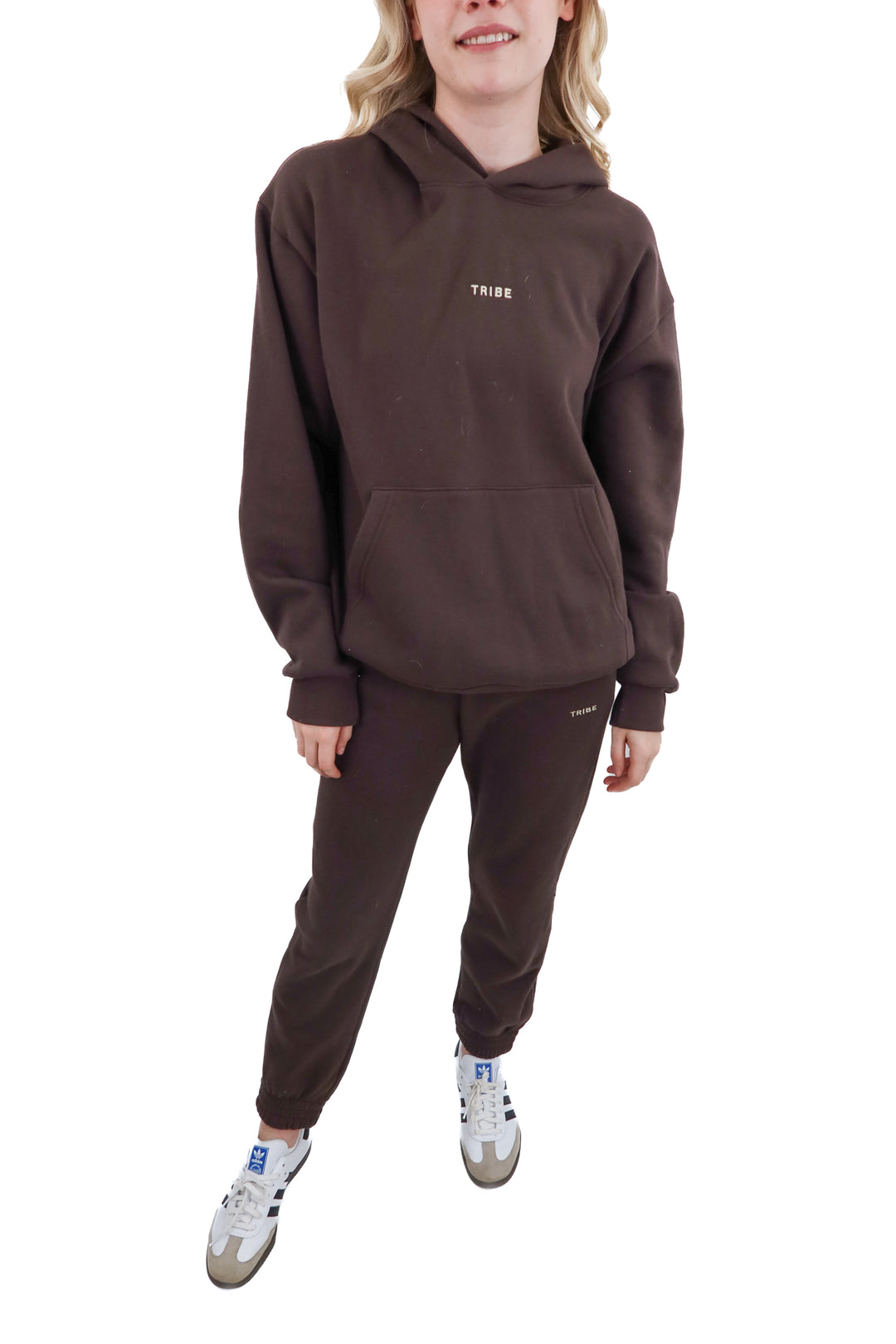 tribe kelley brown hoodie & jogger set (m; retail $260)