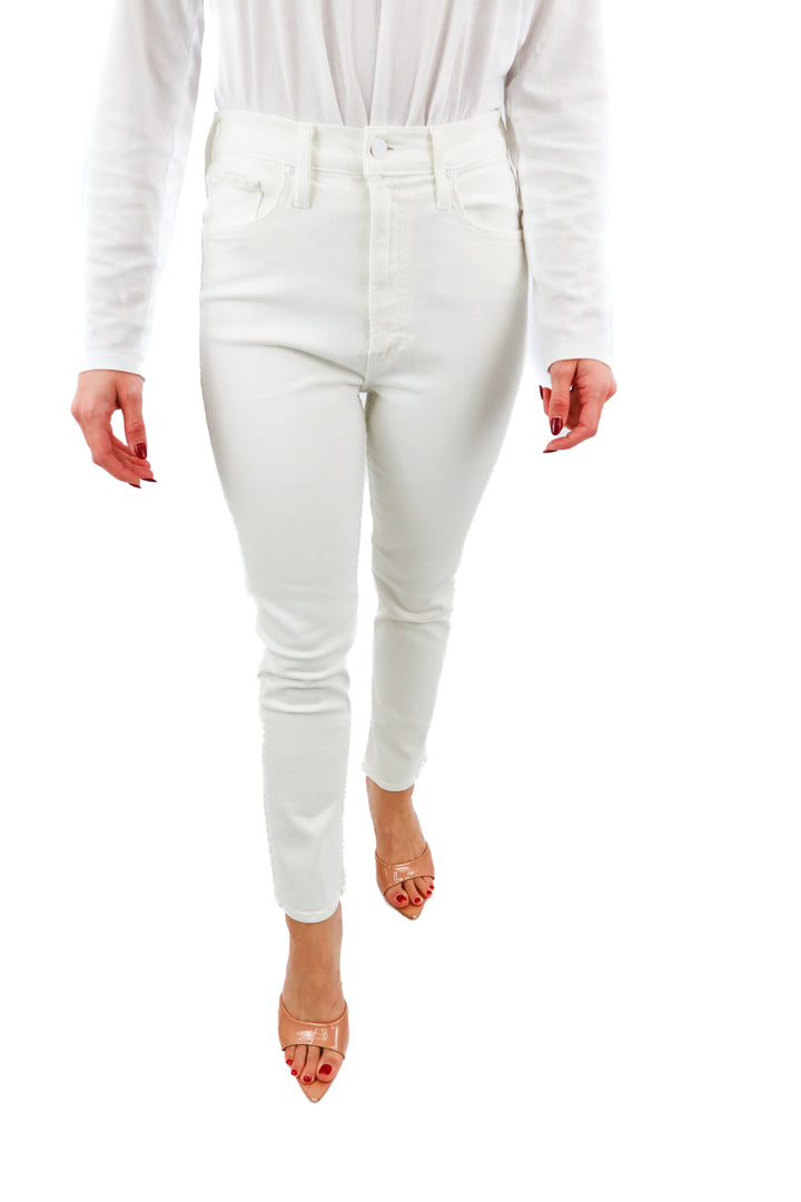 mother white straight leg jeans (27; retail $218)