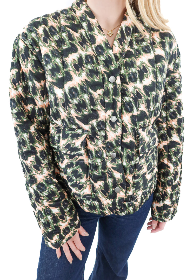 rachel comey x target olive crayon leopard quilted jacket nwt (s; retail $55)