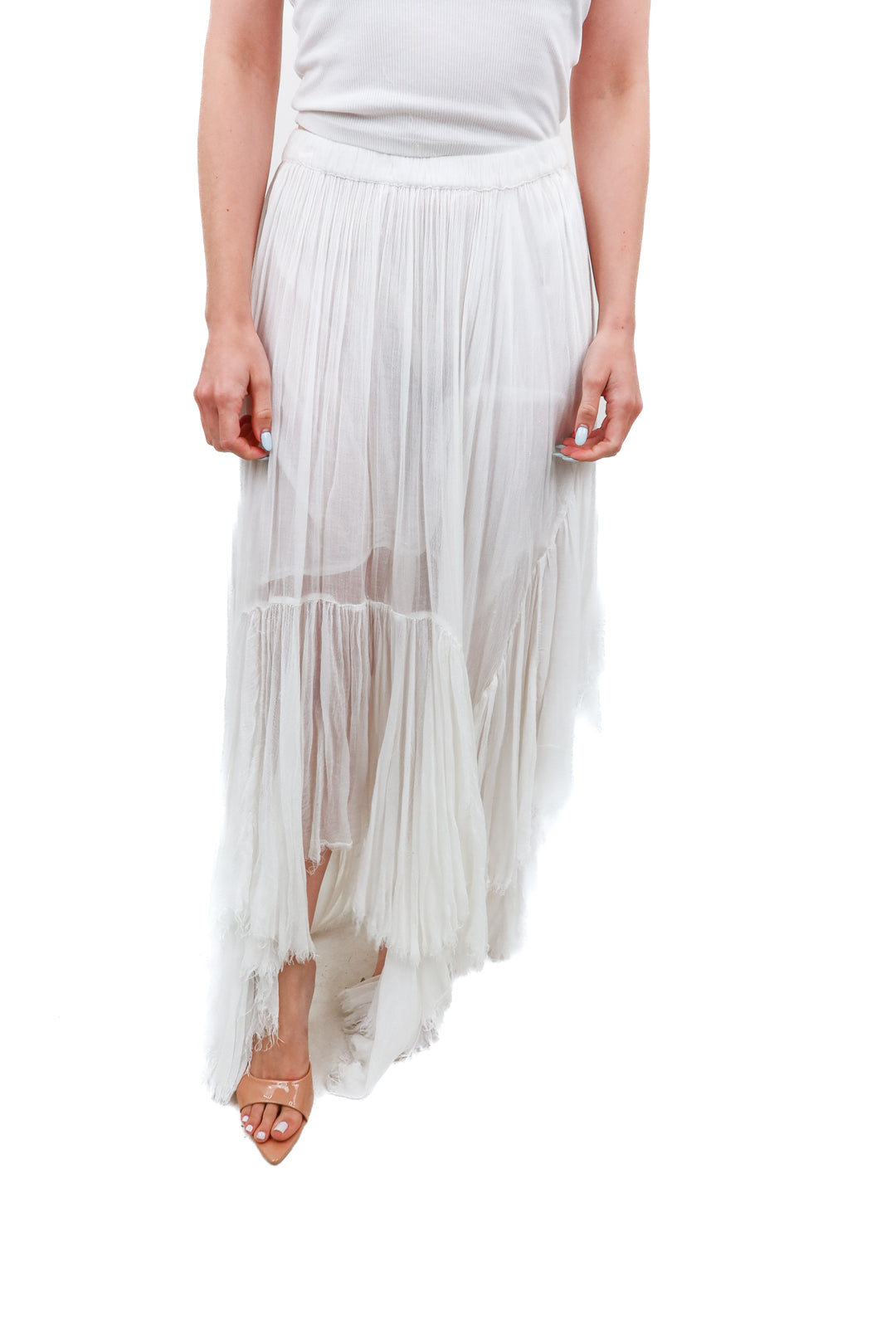 AUCTION (BID ONLY) free people white maxi skirt (m)- ends 8/19 at 8 pm CT