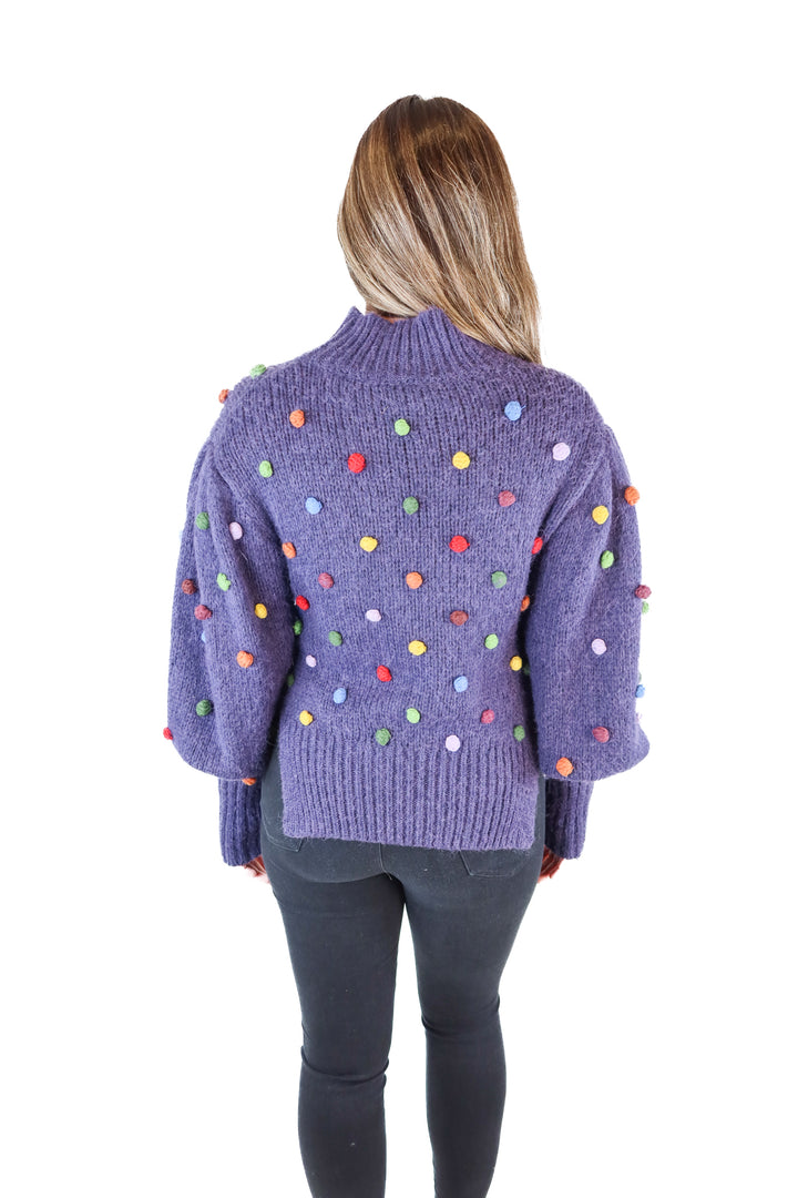 Farm Rio Navy Pom Pom Sweater (XS; retail $225)