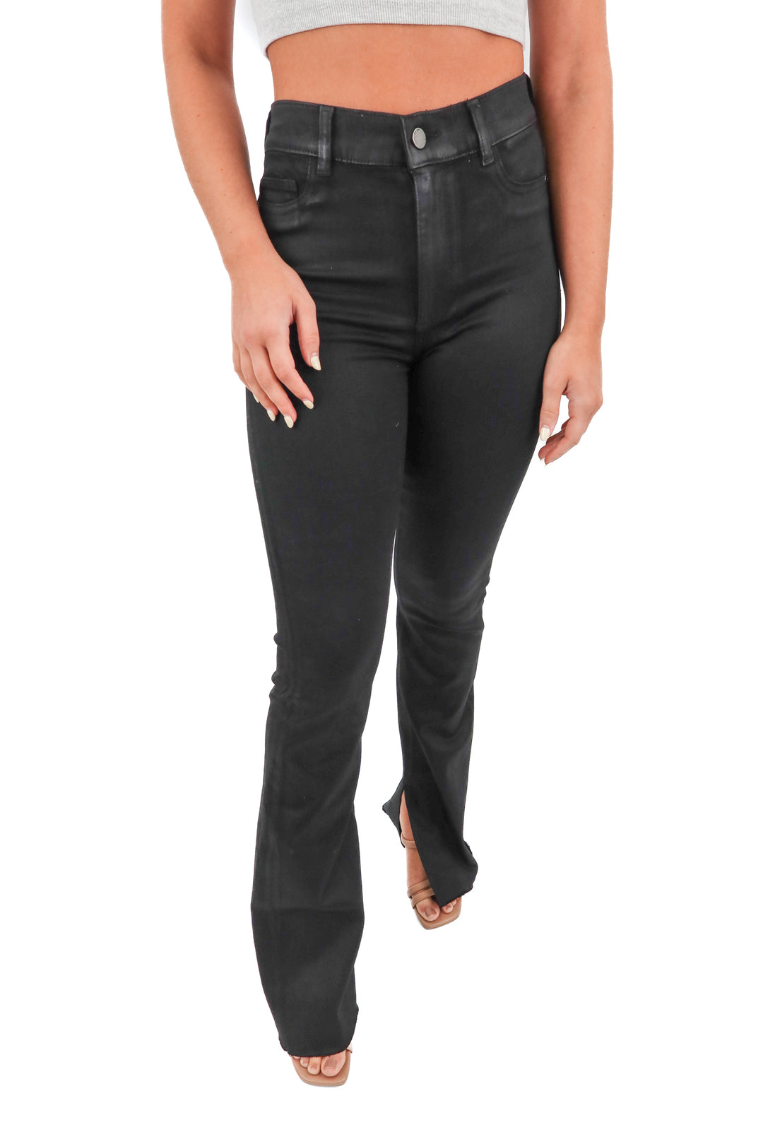 dl1961 black flare raw hem jeans (27; retail $209)