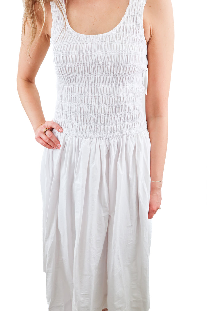 ivy city white smocked maxi dress NWT (xs; retail $188)