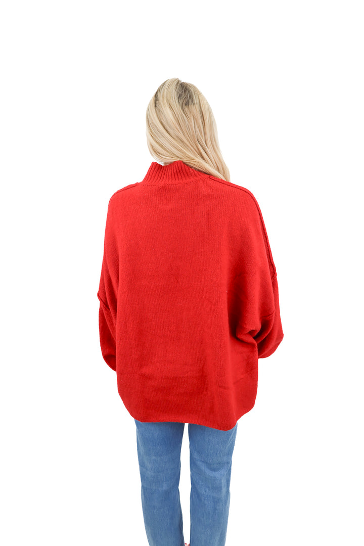 pretty garden red knit cardigan (s)